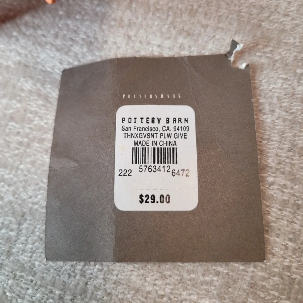 Pottery Barn GIVE THANKS Orange Lumbar Throw Pillows‎ Fall Autumn 12x16 w TAGS